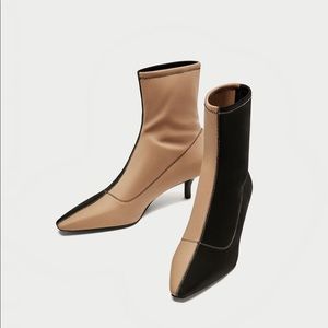ZARA two toned kitten heel bootie